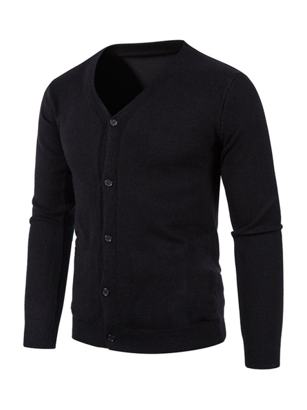 Alessandro Montclair — New men's casual solid color V-neck sweater cardigan sweater, alternate view 16