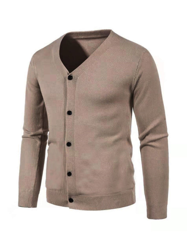 Alessandro Montclair — New men's casual solid color V-neck sweater cardigan sweater, alternate view 18