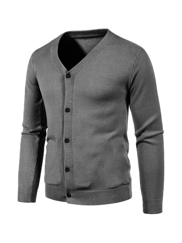 Alessandro Montclair — New men's casual solid color V-neck sweater cardigan sweater, alternate view 8