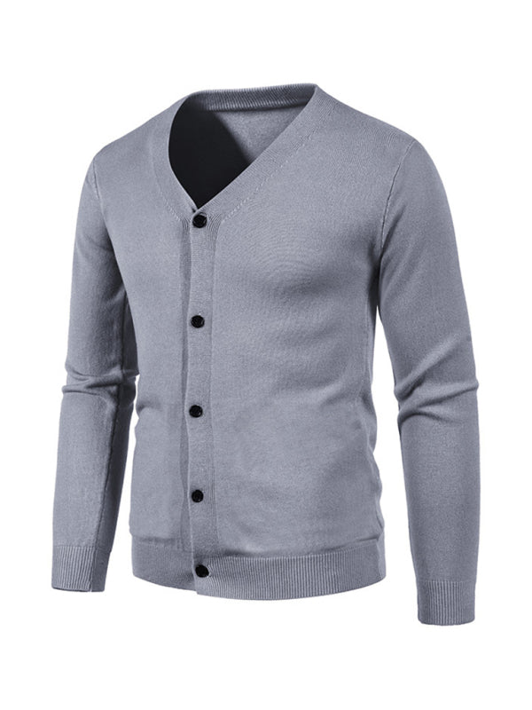 Alessandro Montclair — New men's casual solid color V-neck sweater cardigan sweater, alternate view 19