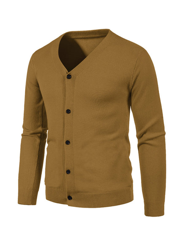 Alessandro Montclair — New men's casual solid color V-neck sweater cardigan sweater, alternate view 6