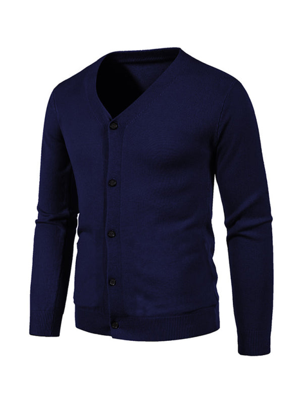 Alessandro Montclair — New men's casual solid color V-neck sweater cardigan sweater, alternate view 22