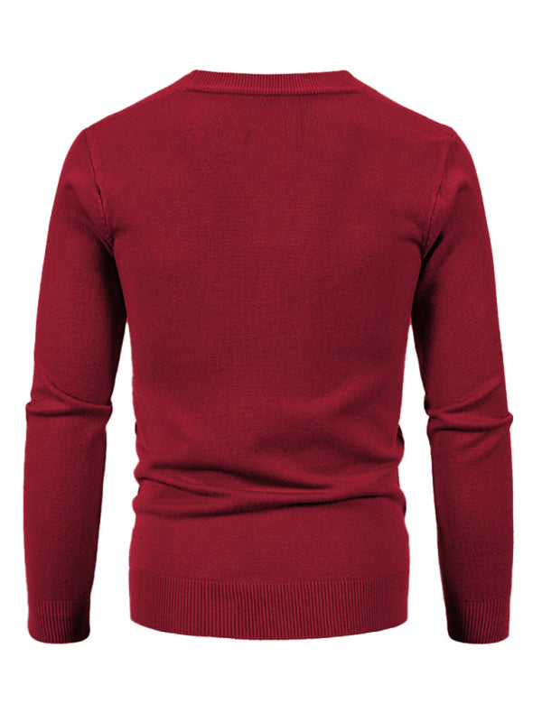 Alessandro Montclair — New men's casual solid color V-neck sweater cardigan sweater, alternate view 3