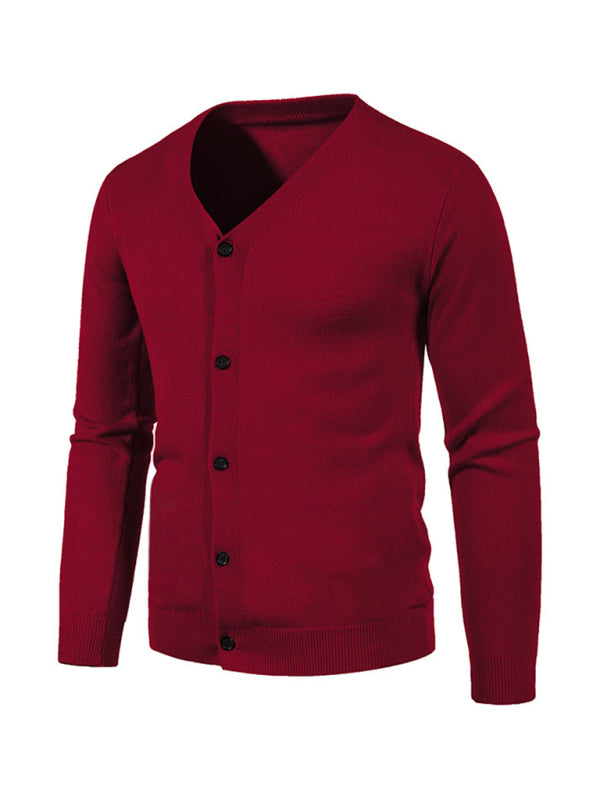 Alessandro Montclair — New men's casual solid color V-neck sweater cardigan sweater, alternate view 4
