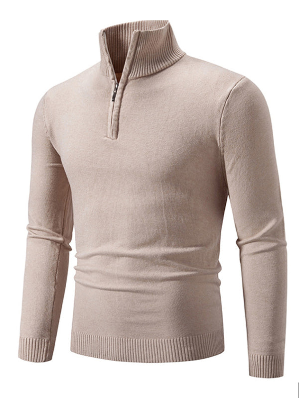 Zacharie Laurent — Men's casual solid color sweater half zipper pullover stand collar sweater, alternate view 15