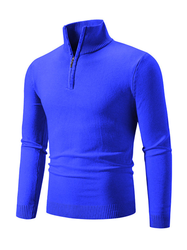 Zacharie Laurent — Men's casual solid color sweater half zipper pullover stand collar sweater, alternate view 12