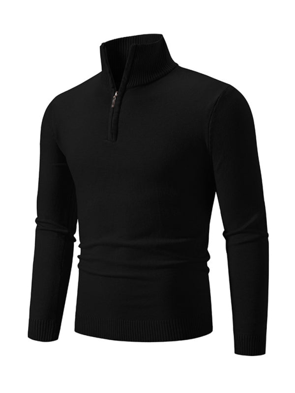 Zacharie Laurent — Men's casual solid color sweater half zipper pullover stand collar sweater, alternate view 19