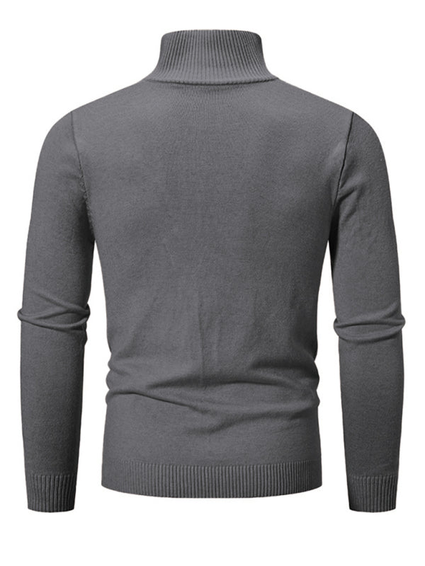 Zacharie Laurent — Men's casual solid color sweater half zipper pullover stand collar sweater, alternate view 9