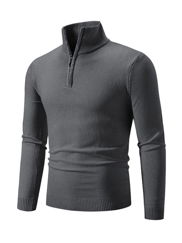 Zacharie Laurent — Men's casual solid color sweater half zipper pullover stand collar sweater, alternate view 10