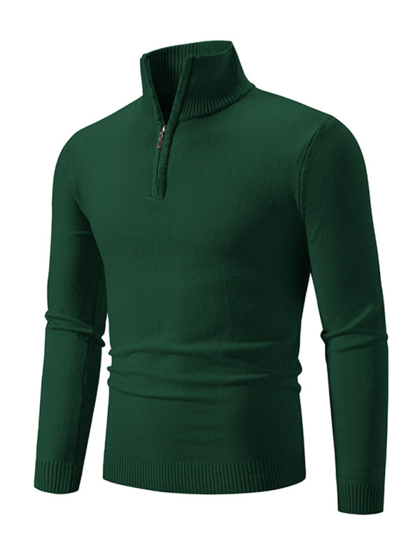Zacharie Laurent — Men's casual solid color sweater half zipper pullover stand collar sweater