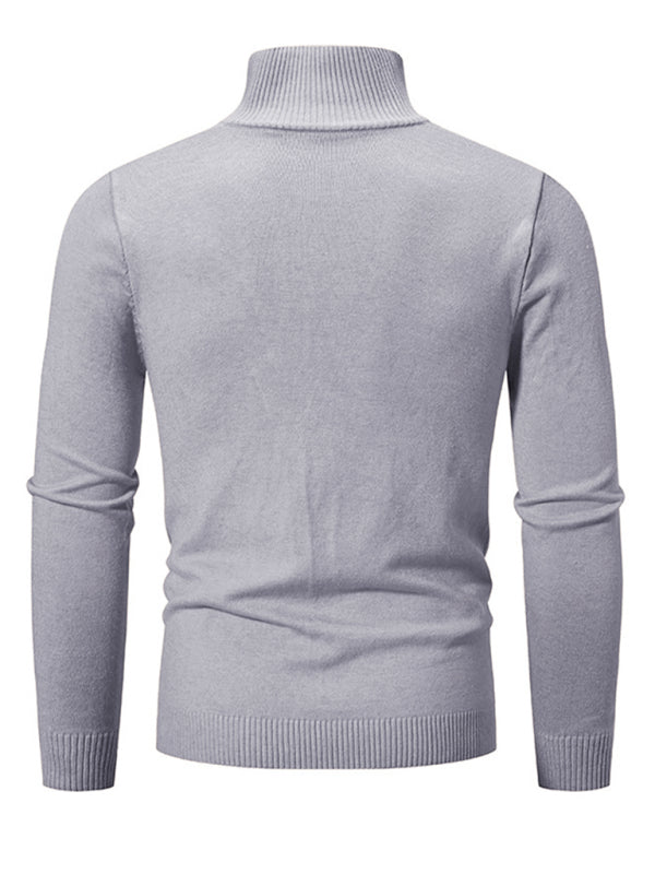Zacharie Laurent — Men's casual solid color sweater half zipper pullover stand collar sweater, alternate view 5