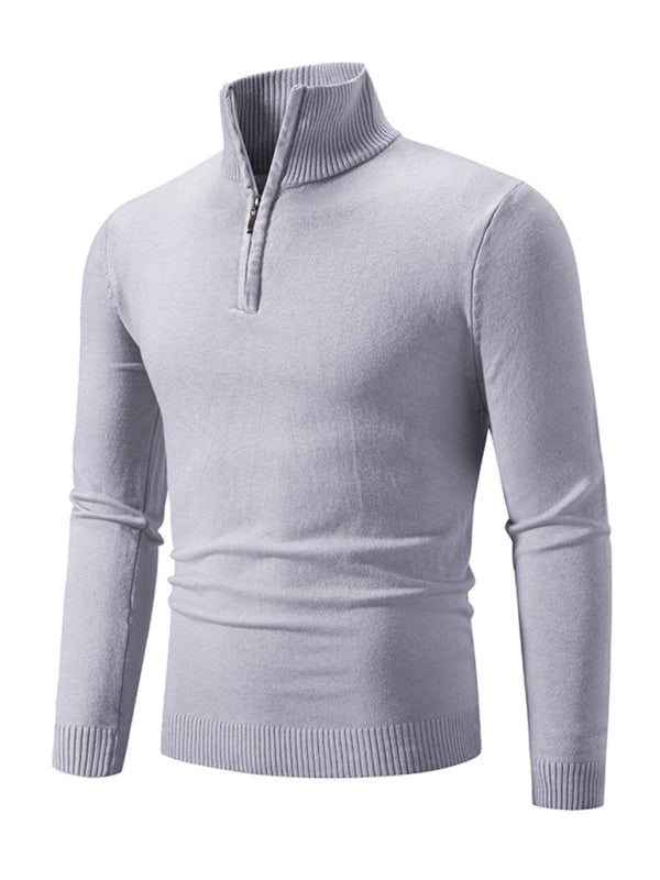 Zacharie Laurent — Men's casual solid color sweater half zipper pullover stand collar sweater, alternate view 6