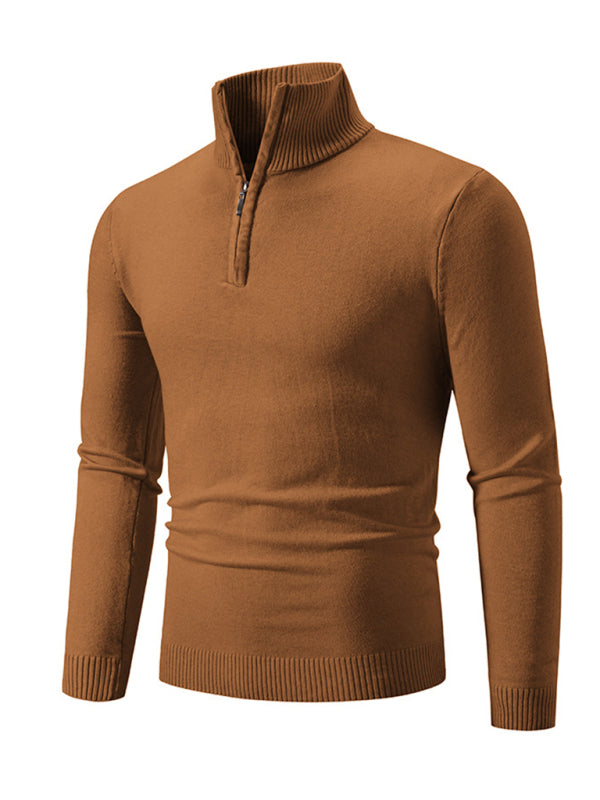 Zacharie Laurent — Men's casual solid color sweater half zipper pullover stand collar sweater, alternate view 17