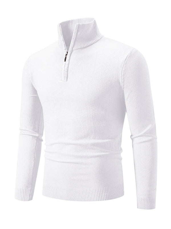Zacharie Laurent — Men's casual solid color sweater half zipper pullover stand collar sweater, alternate view 8