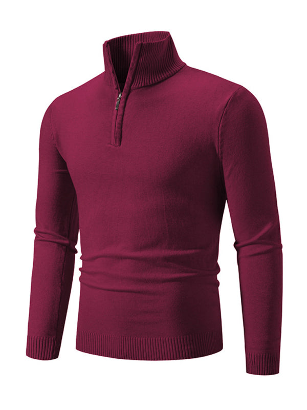 Zacharie Laurent — Men's casual solid color sweater half zipper pullover stand collar sweater, alternate view 4
