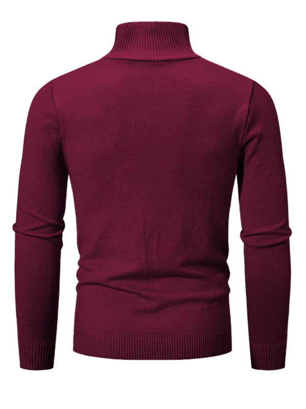 Zacharie Laurent — Men's casual solid color sweater half zipper pullover stand collar sweater, alternate view 3