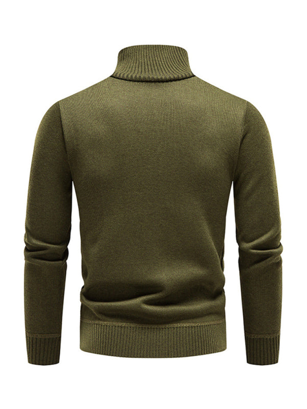 Men's stand-up collar thickened patchwork half-zip lapel sweater pullover sweater
