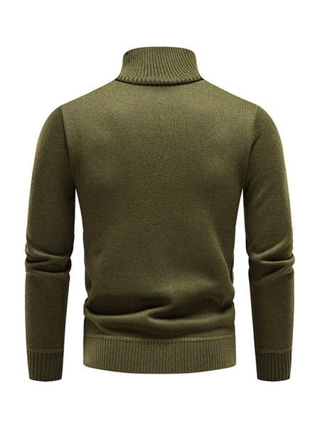 Men's stand-up collar thickened patchwork half-zip lapel sweater pullover sweater