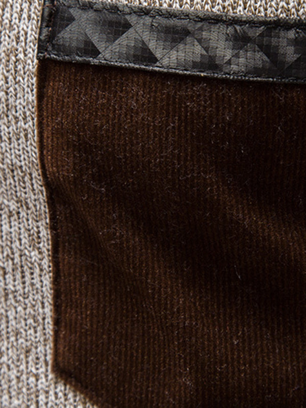 Men's stand-up collar thickened patchwork half-zip lapel sweater pullover sweater