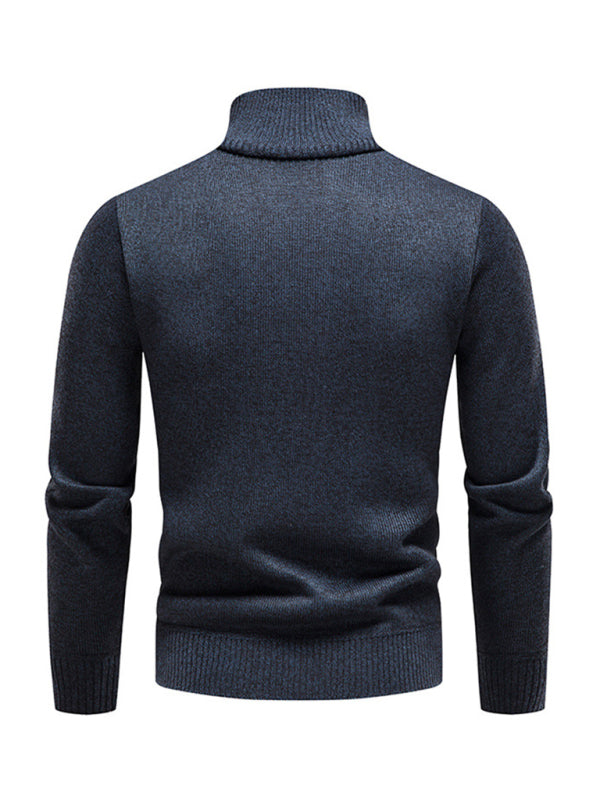 Men's stand-up collar thickened patchwork half-zip lapel sweater pullover sweater
