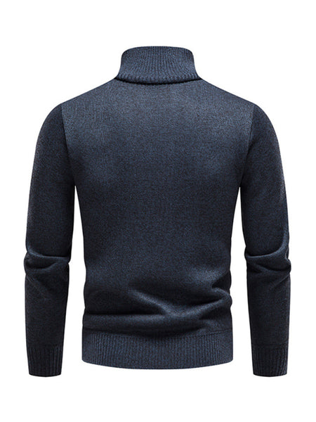 Men's stand-up collar thickened patchwork half-zip lapel sweater pullover sweater