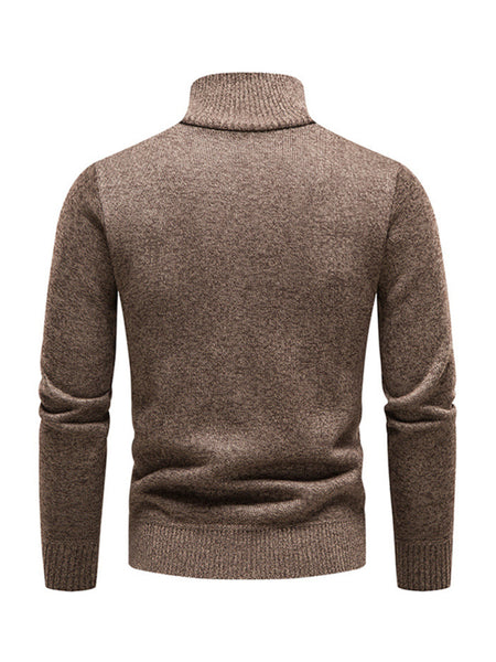 Men's stand-up collar thickened patchwork half-zip lapel sweater pullover sweater