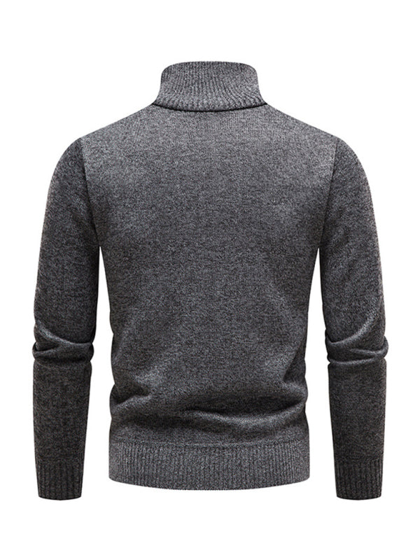 Men's stand-up collar thickened patchwork half-zip lapel sweater pullover sweater