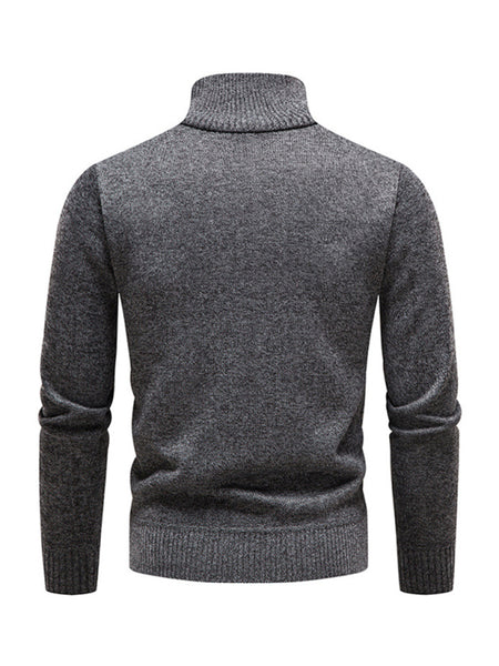 Men's stand-up collar thickened patchwork half-zip lapel sweater pullover sweater