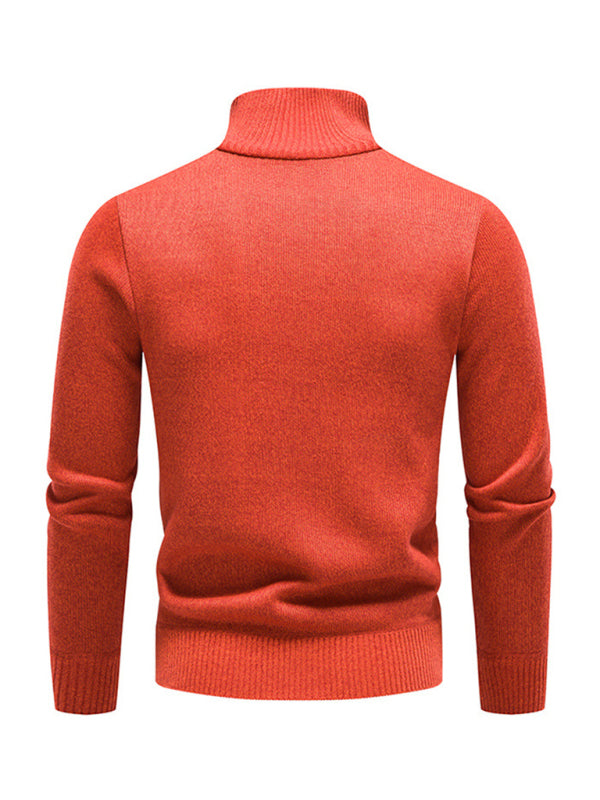 Men's stand-up collar thickened patchwork half-zip lapel sweater pullover sweater