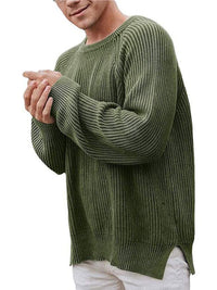 Hugo Laurent — Men's solid color fashion trendy sweater pullover crew neck sweater
