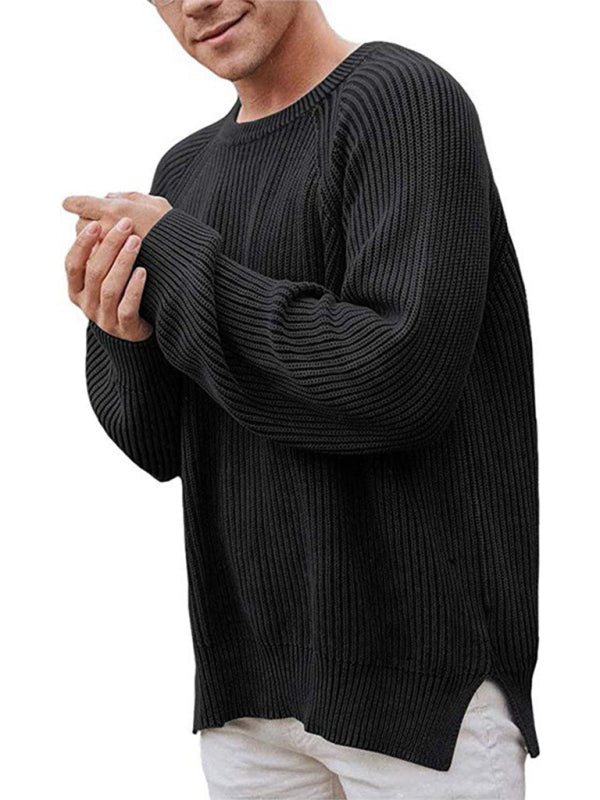 Hugo Laurent — Men's solid color fashion trendy sweater pullover crew neck sweater, alternate view 4