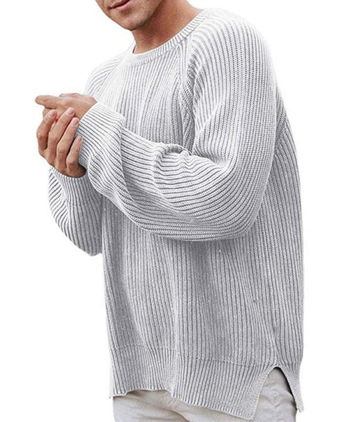 Hugo Laurent — Men's solid color fashion trendy sweater pullover crew neck sweater, alternate view 5