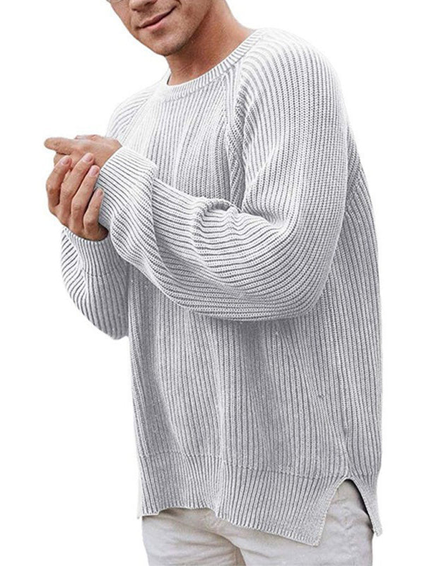 Hugo Laurent — Men's solid color fashion trendy sweater pullover crew neck sweater, alternate view 5