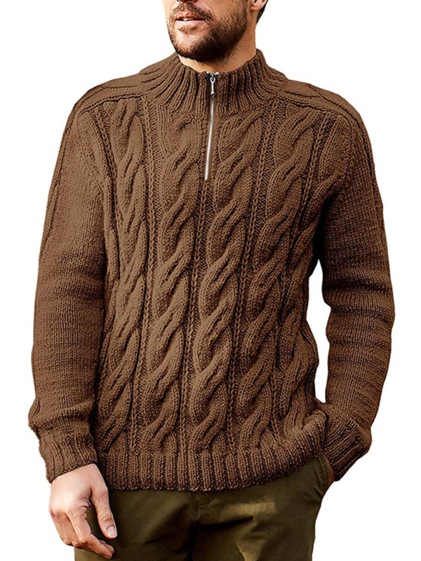 Cassian Laurent — Men's new solid color zipper half turtleneck long sleeve sweater