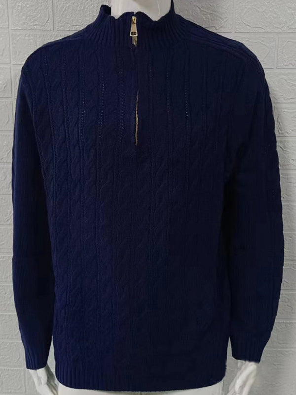 Cassian Laurent — Men's new solid color zipper half turtleneck long sleeve sweater, alternate view 10