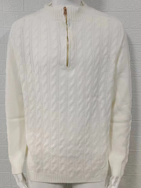 Cassian Laurent — Men's new solid color zipper half turtleneck long sleeve sweater, alternate view 6