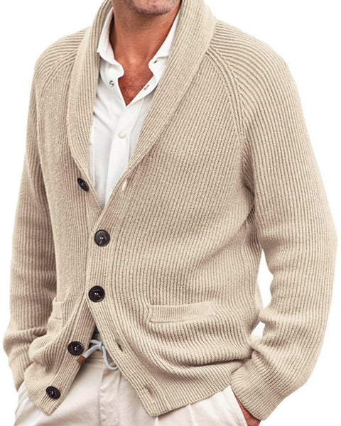 Men's new style lapel long sleeve knitted jacket fashion sweater