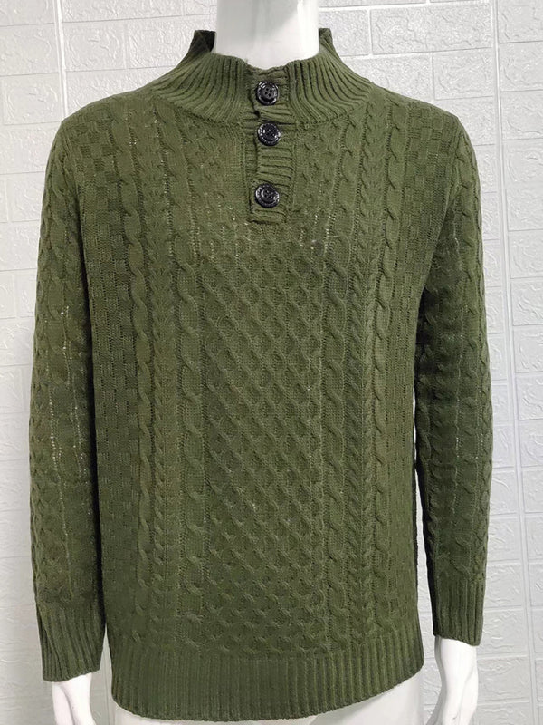 Men's Solid Color Half Turtle Collar Slim Fit Long Sleeve Knitted Sweater