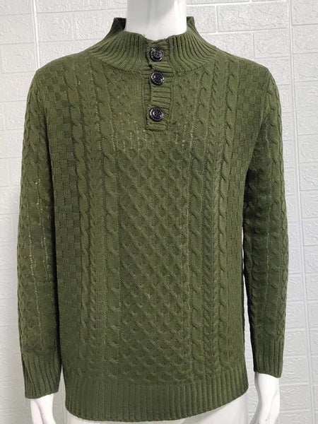 Men's Solid Color Half Turtle Collar Slim Fit Long Sleeve Knitted Sweater