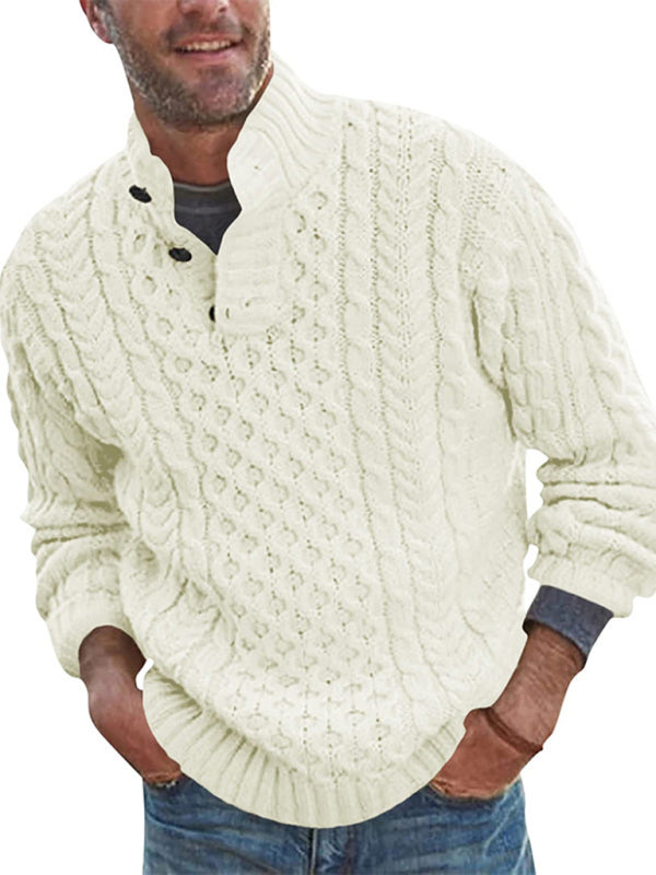 Xavier Laurent — Men's Solid Color Half Turtle Collar Slim Fit Long Sleeve Knitted Sweater, alternate view 3
