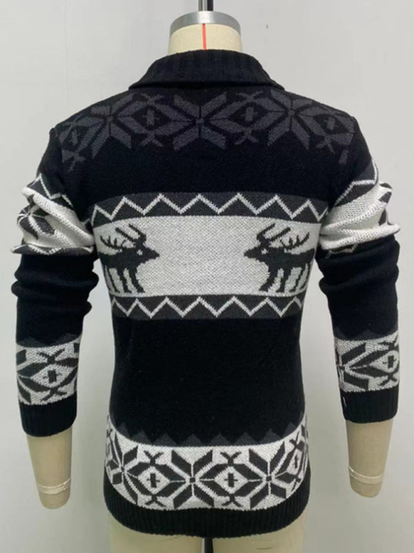 Julian Laurent — Men's Reindeer Pattern Knit Cardigan Sweater, alternate view 7