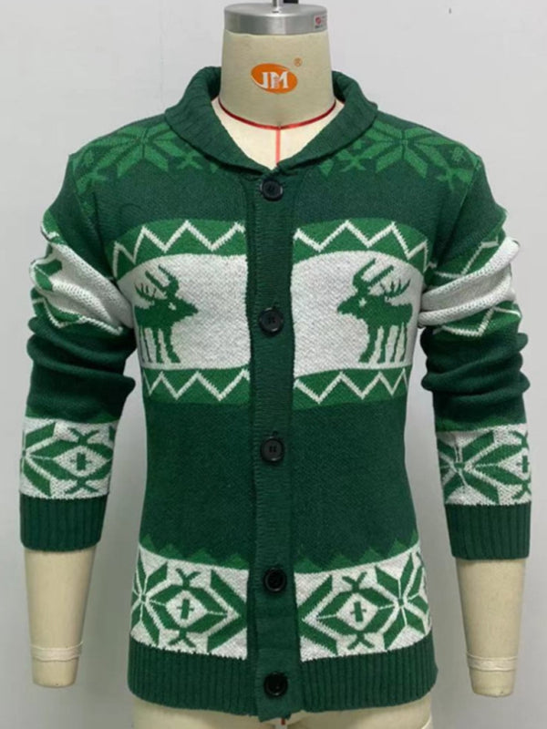 Julian Laurent — Men's Reindeer Pattern Knit Cardigan Sweater, alternate view 10