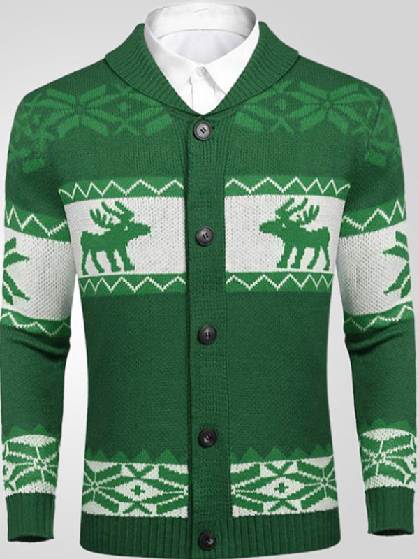 Julian Laurent — Men's Reindeer Pattern Knit Cardigan Sweater, alternate view 11