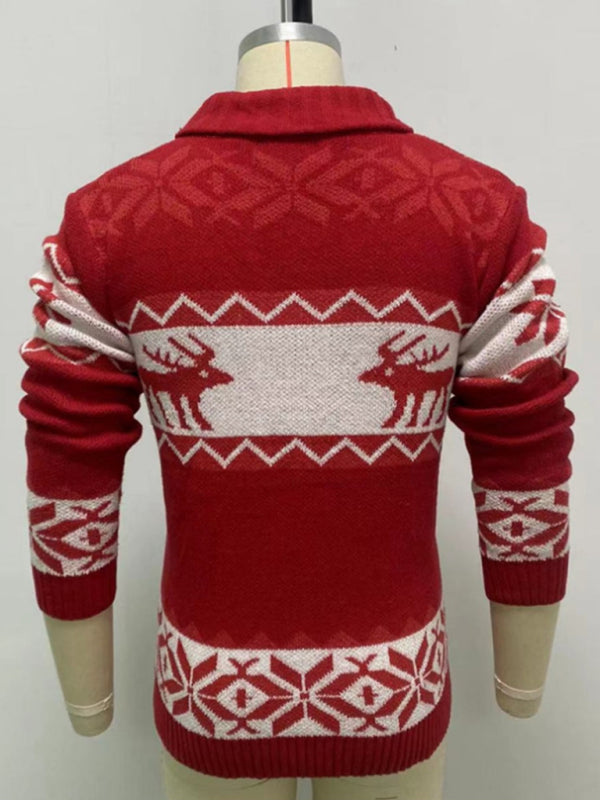 Julian Laurent — Men's Reindeer Pattern Knit Cardigan Sweater, alternate view 2