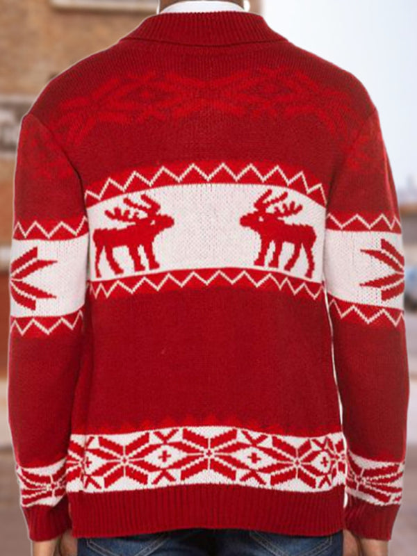 Julian Laurent — Men's Reindeer Pattern Knit Cardigan Sweater, alternate view 3