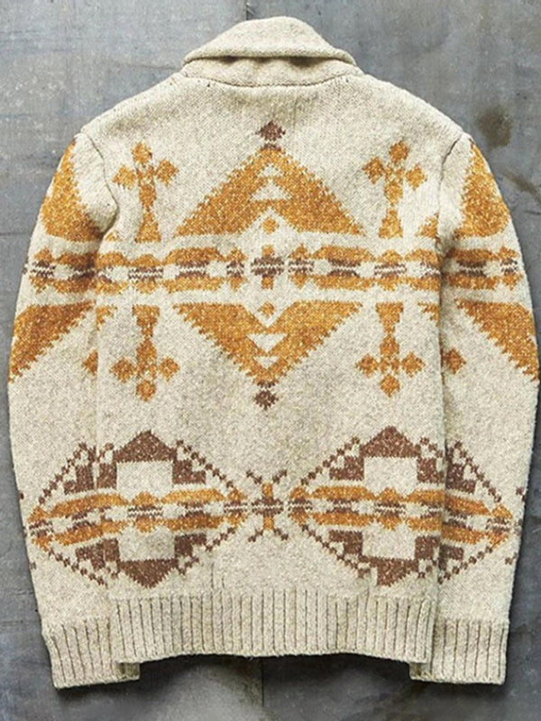 Wesley Beaumont — Men's Ethnic Pattern Knit Cardigan, alternate view 2