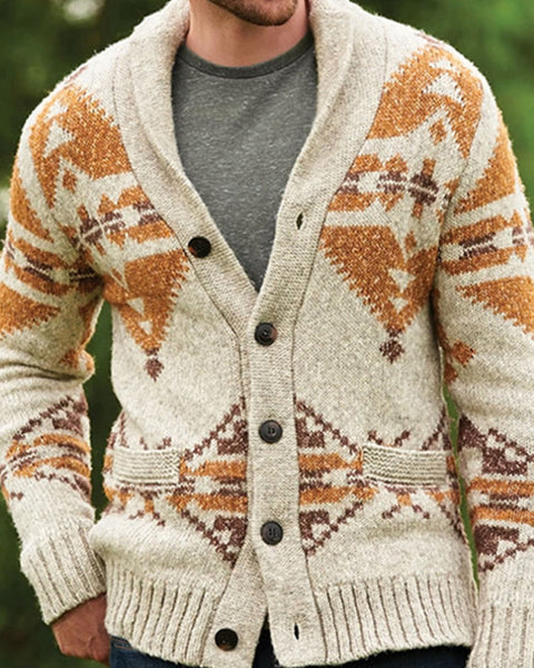 Men's Ethnic Pattern Knit Cardigan