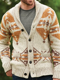 Wesley Beaumont — Men's Ethnic Pattern Knit Cardigan