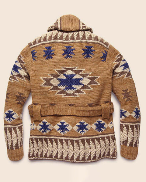 Men's Folk Pattern Knit Cardigan Sweater