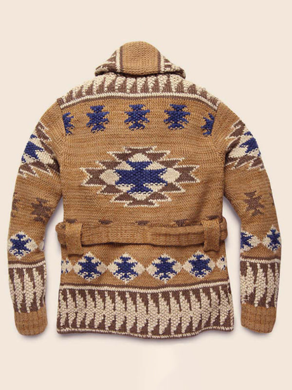Tristan Beaumont — Men's Folk Pattern Knit Cardigan Sweater, alternate view 2